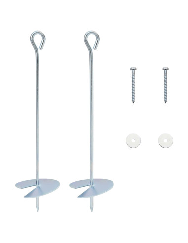 Ancora per Terra 2 pcs Argento Ø10 x 40 cm Metallo Galvanizzato