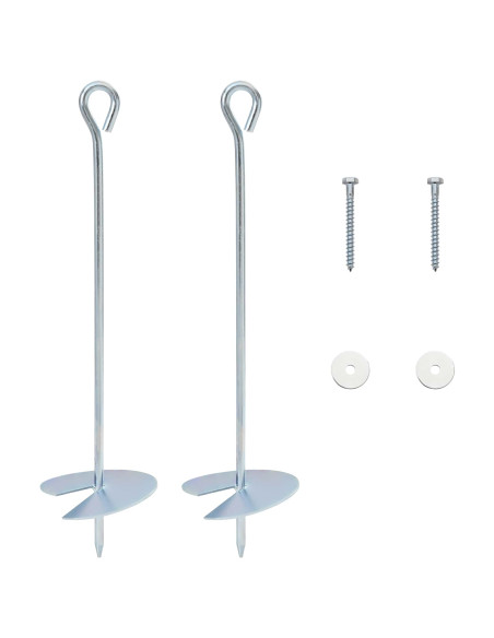 Ancora per Terra 2 pcs Argento Ø10 x 40 cm Metallo Galvanizzato