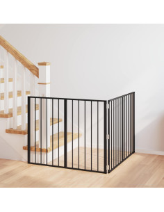 Cancello per cani 2 pcs Nero 100 x 80 cm Acciaio zincato