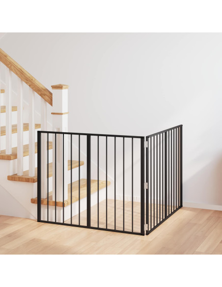Cancello per cani 2 pcs Nero 100 x 80 cm Acciaio zincato