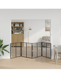 Cancello per cani 4 pcs Nero 100 x 80 cm Acciaio zincato