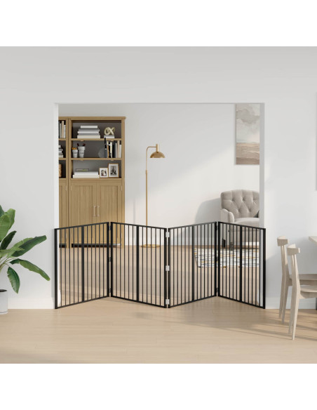 Cancello per cani 4 pcs Nero 100 x 80 cm Acciaio zincato