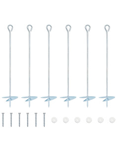 Ancora per Terra 6 pcs Argento Ø10 x 50 cm Metallo Galvanizzato