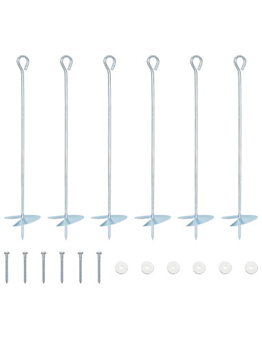 Ancora per Terra 6 pcs Argento Ø10 x 50 cm Metallo Galvanizzato