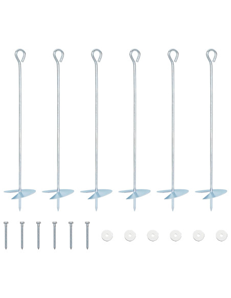 Ancora per Terra 6 pcs Argento Ø10 x 50 cm Metallo Galvanizzato