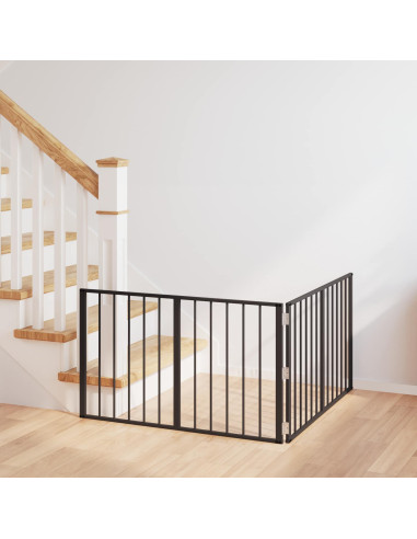 Cancello per cani 2 pcs Nero 100 x 60 cm Acciaio zincato
