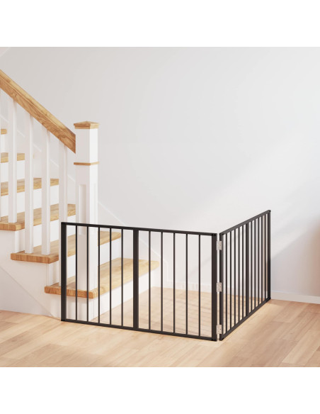 Cancello per cani 2 pcs Nero 100 x 60 cm Acciaio zincato