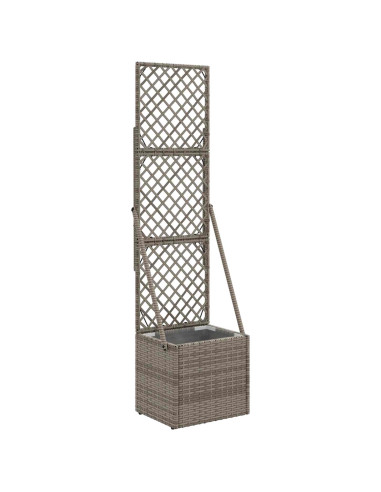 Vaso da Giardino con Trellis Grigio 35 x 30 x 135 cm polyrattan