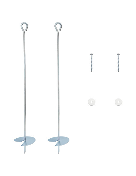 Ancora per Terra 2 pcs Argento Ø10 x 60 cm Metallo Galvanizzato