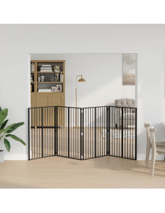 Cancello per cani 4 pcs Nero 80 x 100 cm Acciaio zincato