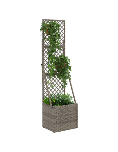 Vaso da Giardino con Trellis Grigio 35 x 30 x 135 cm polyrattan