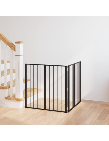 Cancello per cani 2 pcs Nero 80 x 80 cm Acciaio zincato