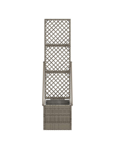 Vaso da Giardino con Trellis Grigio 35 x 30 x 135 cm polyrattan