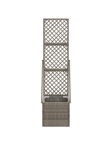 Vaso da Giardino con Trellis Grigio 35 x 30 x 135 cm polyrattan