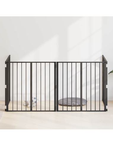 Cancello per cani 4 pcs Nero 80 x 80 cm Acciaio zincato