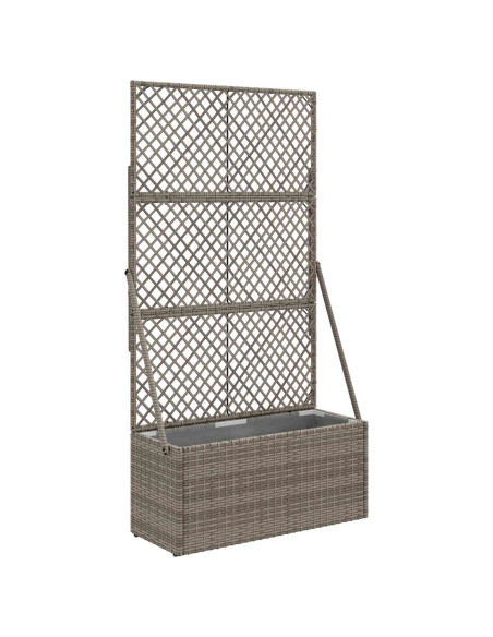 Vaso da Giardino con Trellis Grigio 70 x 30 x 135 cm polyrattan