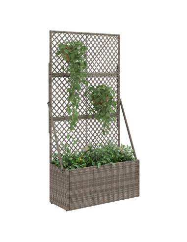Vaso da Giardino con Trellis Grigio 70 x 30 x 135 cm polyrattan