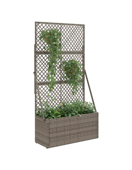 Vaso da Giardino con Trellis Grigio 70 x 30 x 135 cm polyrattan