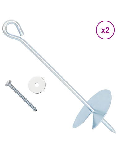 Ancora per Terra 2 pcs Argento Ø10 x 30 cm Metallo Galvanizzato