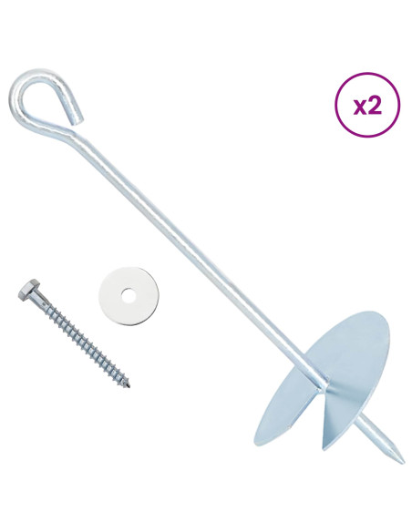 Ancora per Terra 4 pcs Argento Ø10 x 30 cm Metallo Galvanizzato