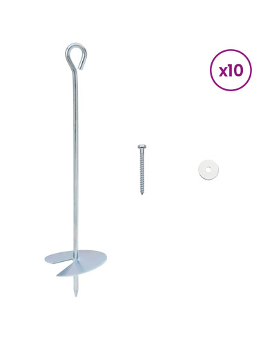 Ancora per Terra 10 pcs Argento Ø10 x 40 cm