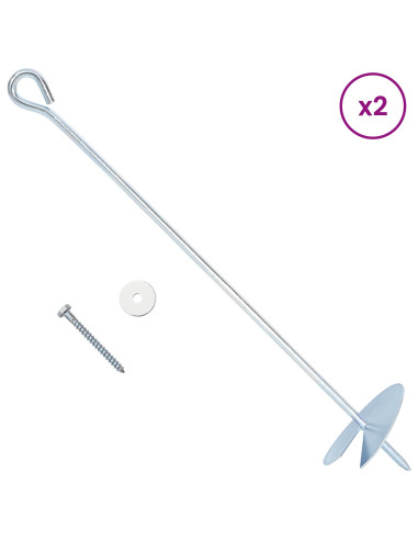 Ancora per Terra 2 pcs Argento Ø10 x 50 cm Metallo Galvanizzato
