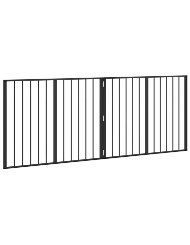 Cancello per cani 2 pcs Nero 100 x 80 cm Acciaio zincato