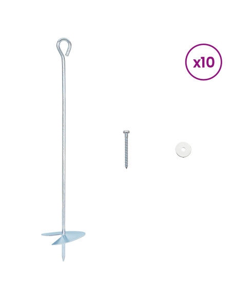 Ancora per Terra 10 pcs Argento Ø10 x 50 cm
