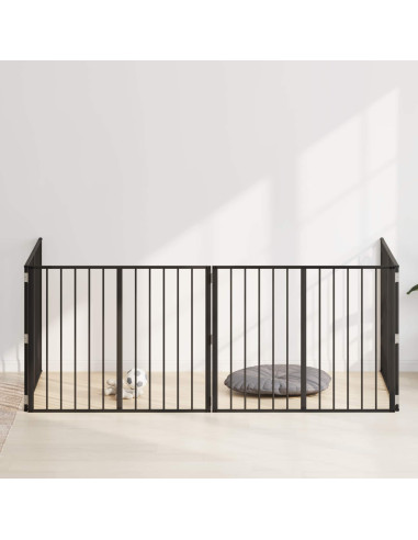 Cancello per cani 4 pcs Nero 100 x 80 cm Acciaio zincato