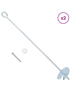 Ancora per Terra 2 pcs Argento Ø10 x 60 cm Metallo Galvanizzato 2
