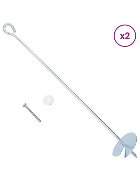 Ancora per Terra 2 pcs Argento Ø10 x 60 cm Metallo Galvanizzato
