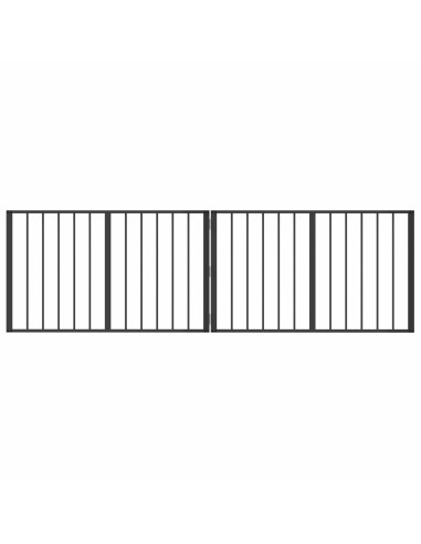 Cancello per cani 2 pcs Nero 100 x 60 cm Acciaio zincato