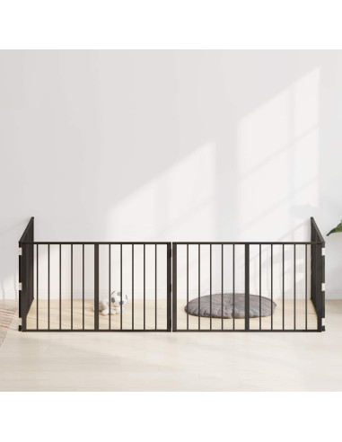 Cancello per cani 4 pcs Nero 100 x 60 cm Acciaio zincato