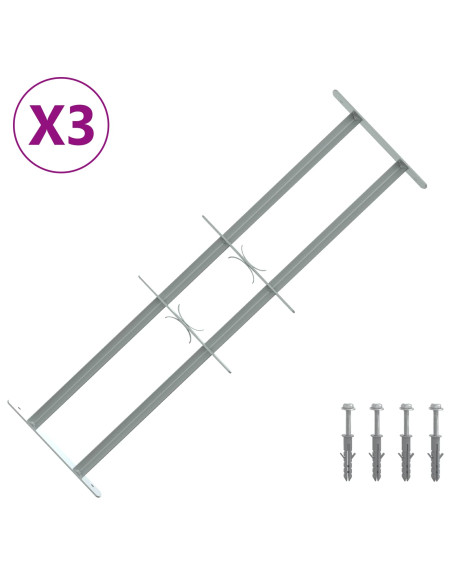 Griglia di Sicurezza per Finestre con 2 Traverse 3 pcs