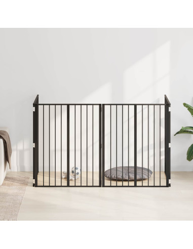 Cancello per cani 4 pcs Nero 80 x 100 cm Acciaio zincato