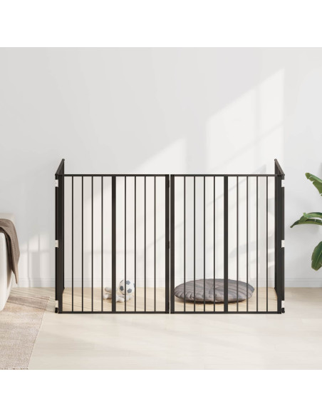 Cancello per cani 4 pcs Nero 80 x 100 cm Acciaio zincato