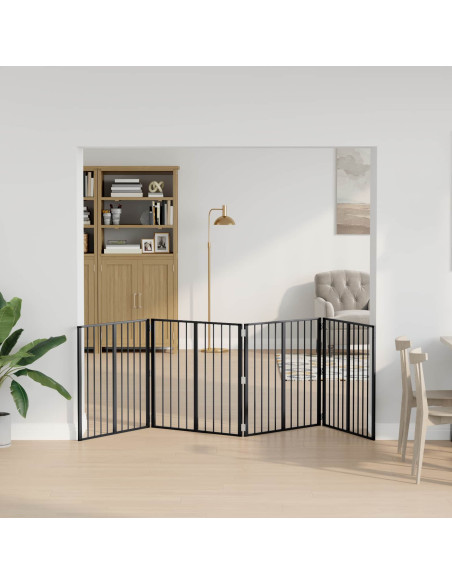 Cancello per cani 4 pcs Nero 80 x 80 cm Acciaio zincato
