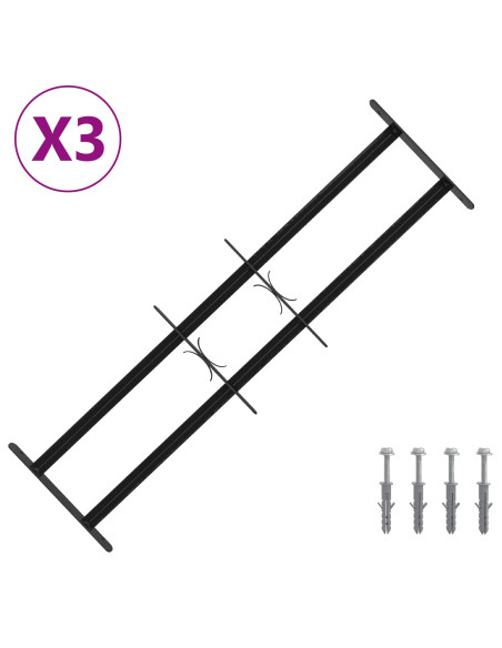 Griglia di Sicurezza per Finestre con 2 Traverse 3 pcs