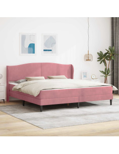 Struttura del letto con testiera Rosa 180 x 200 cm Velluto