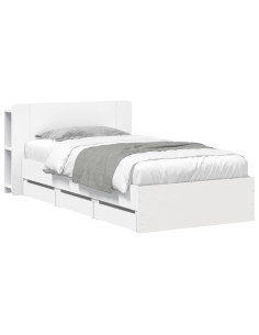 Telaio del letto con storage con testiera Bianco 75 x 190 cm