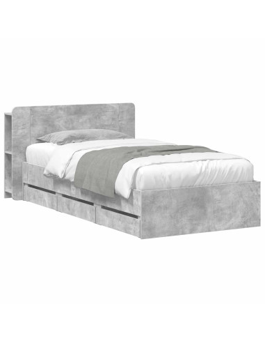 Telaio del letto con storage Grigio Cemento 90 x 190 cm