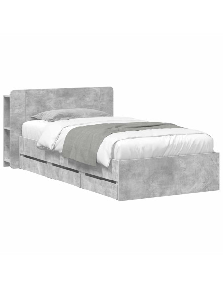 Telaio del letto con storage Grigio Cemento 90 x 190 cm