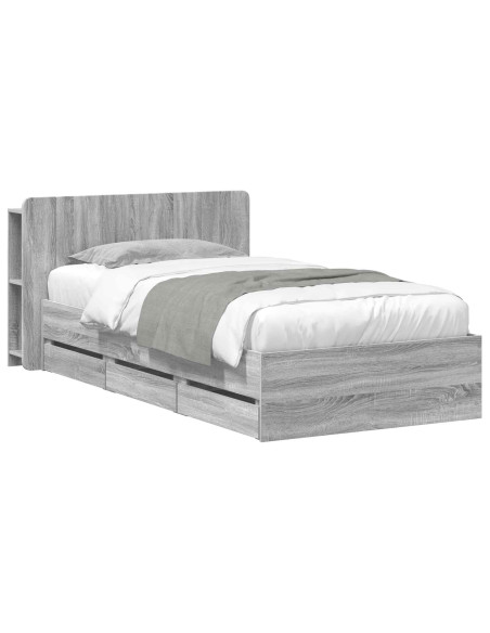 Telaio del letto con storage Sonoma grigio 100 x 200 cm