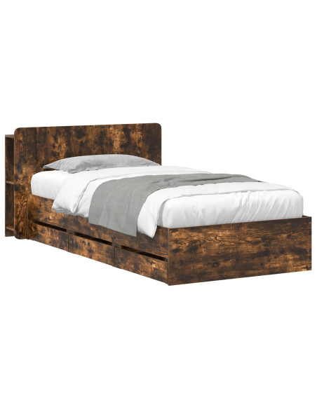 Telaio del letto con storage Rovere Fumo 100 x 200 cm