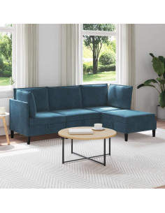 Set di mobili per il soggiorno con cuscino 4 pcs Blu Velluto
