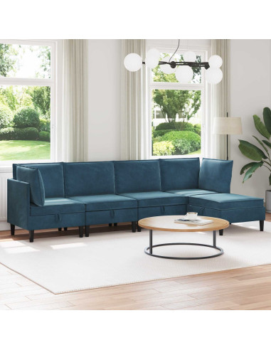 Set di mobili per il soggiorno con cuscino 5 pcs Blu Velluto