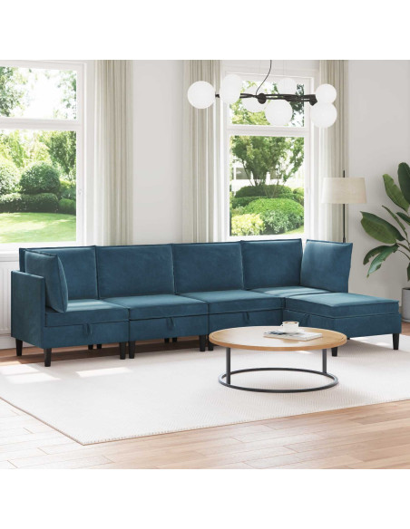 Set di mobili per il soggiorno con cuscino 5 pcs Blu Velluto