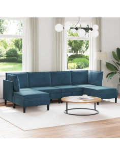 Set di mobili per il soggiorno con cuscino 6 pcs Blu Velluto