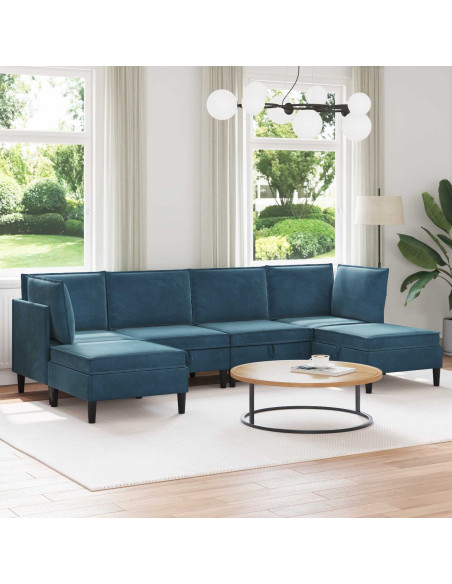 Set di mobili per il soggiorno con cuscino 6 pcs Blu Velluto