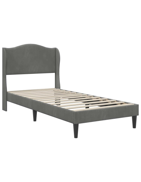 Struttura del letto Grigio Scuro 90 x 190 cm Velluto